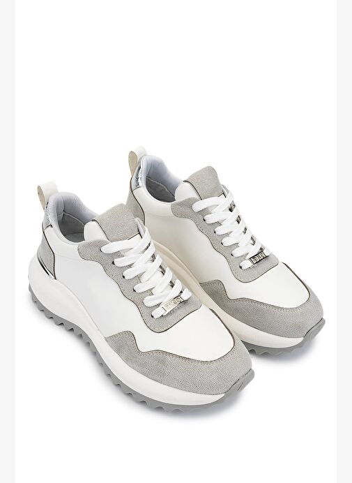 Tamer Tanca Kadın Suni Deri Beyaz/Gri/Lame Sneakers & Spor Ayakkabı - Görsel 3