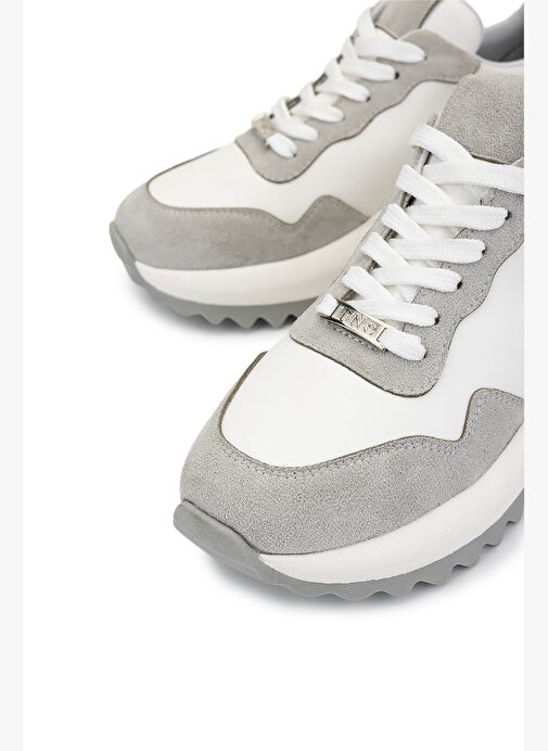 Tamer Tanca Kadın Suni Deri Beyaz/Gri/Lame Sneakers & Spor Ayakkabı - Görsel 4