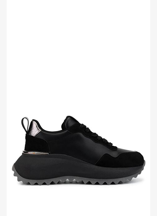 Tamer Tanca Kadın Suni Deri Siyah Süet/Antrasit Sneakers & Spor Ayakkabı - Görsel 2
