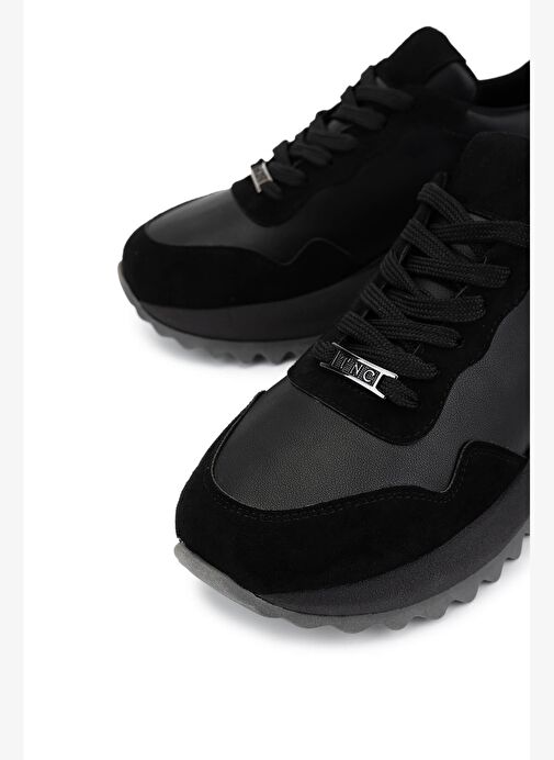 Tamer Tanca Kadın Suni Deri Siyah Süet/Antrasit Sneakers & Spor Ayakkabı - Görsel 3