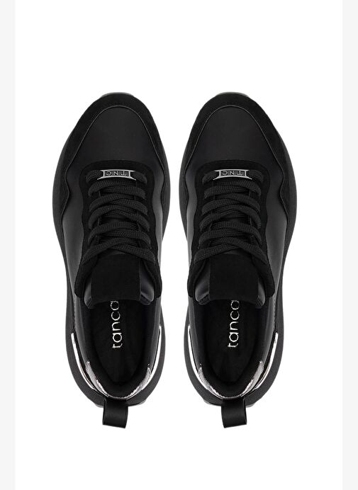 Tamer Tanca Kadın Suni Deri Siyah Süet/Antrasit Sneakers & Spor Ayakkabı - Görsel 6