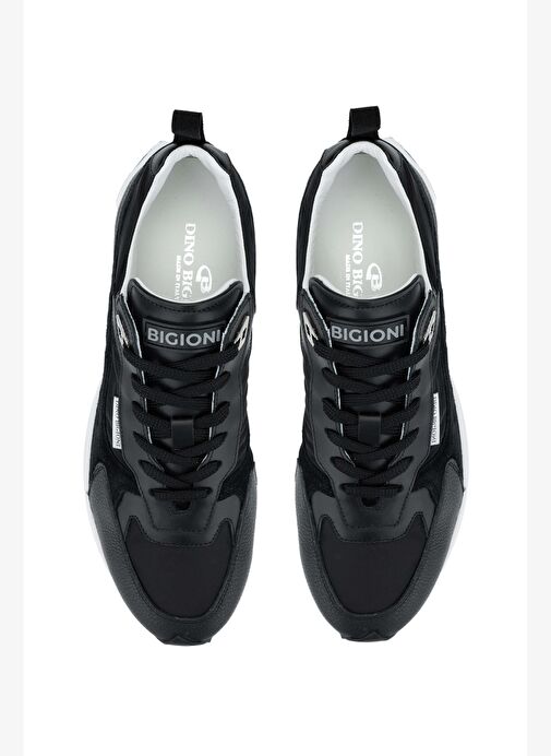 Dino Bigioni Erkek Tekstil/Hakiki Deri Siyah Sneakers & Spor Ayakkabı - Görsel 5