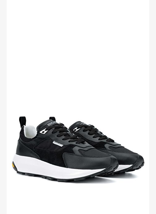 Dino Bigioni Erkek Tekstil/Hakiki Deri Siyah Sneakers & Spor Ayakkabı - Görsel 6