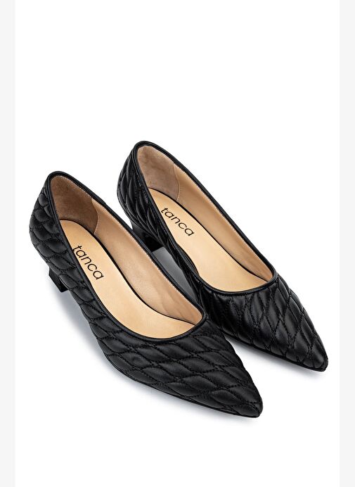 Tamer Tanca Kadın Hakiki Deri Siyah Deri Topuklu Ayakkabı - Görsel 3