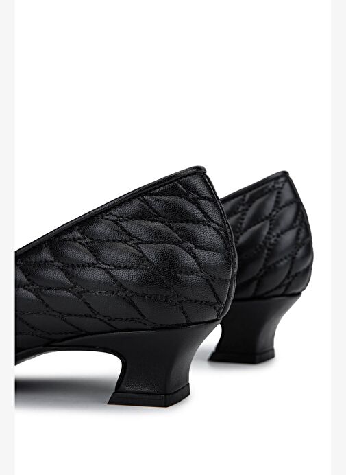 Tamer Tanca Kadın Hakiki Deri Siyah Deri Topuklu Ayakkabı - Görsel 6