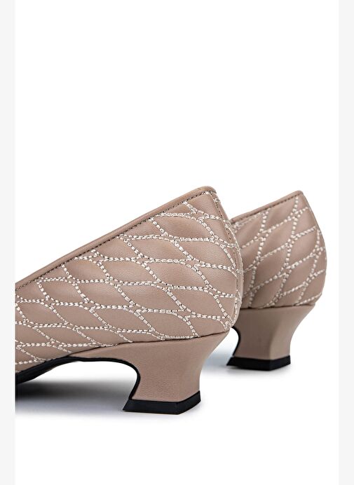 Tamer Tanca Kadın Hakiki Deri Bej Topuklu Ayakkabı - Görsel 6