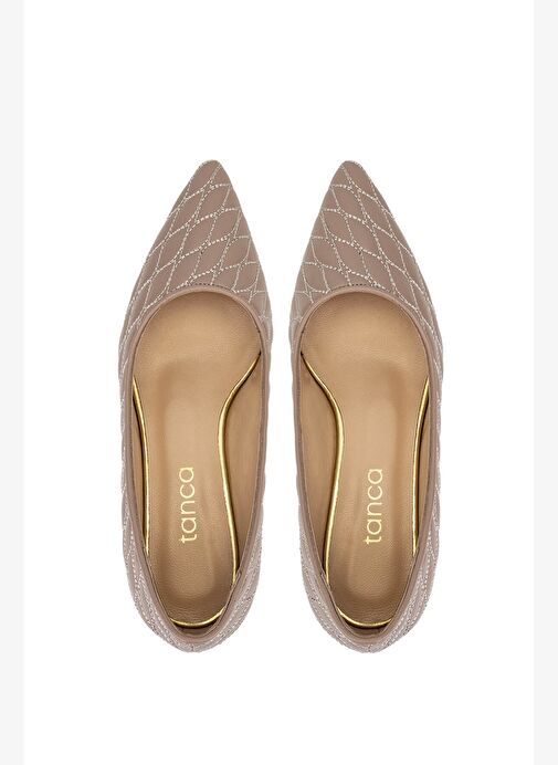 Tamer Tanca Kadın Hakiki Deri Bej Topuklu Ayakkabı - Görsel 7
