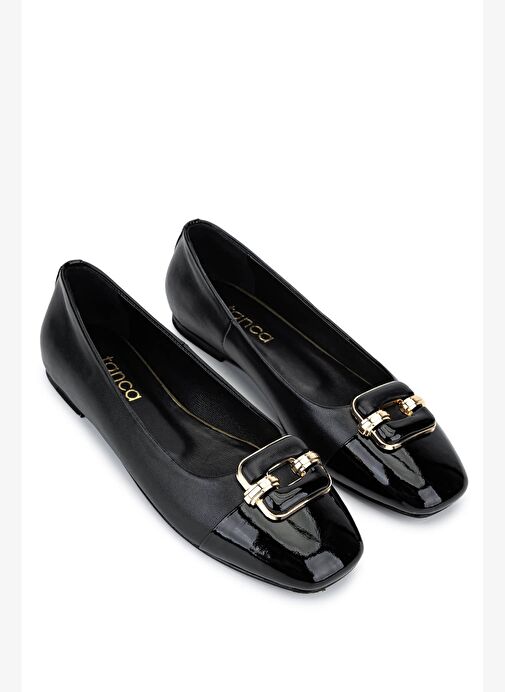 Tamer Tanca Kadın Hakiki Deri Siyah Babet Ayakkabı - Görsel 3