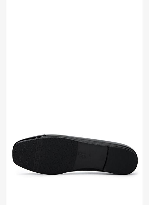 Tamer Tanca Kadın Hakiki Deri Siyah Babet Ayakkabı - Görsel 4