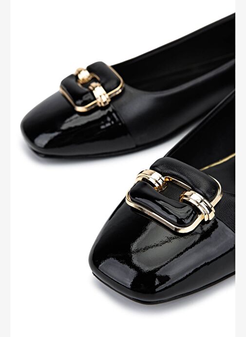 Tamer Tanca Kadın Hakiki Deri Siyah Babet Ayakkabı - Görsel 5