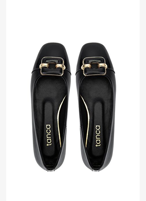 Tamer Tanca Kadın Hakiki Deri Siyah Babet Ayakkabı - Görsel 6