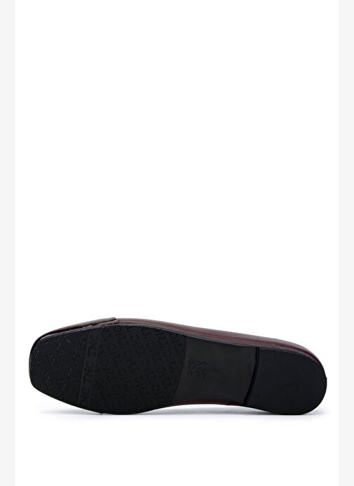 Tamer Tanca Kadın Hakiki Deri Bordo Babet Ayakkabı - Görsel 4