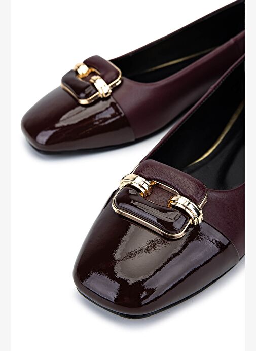 Tamer Tanca Kadın Hakiki Deri Bordo Babet Ayakkabı - Görsel 5