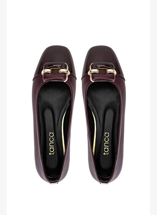 Tamer Tanca Kadın Hakiki Deri Bordo Babet Ayakkabı - Görsel 6