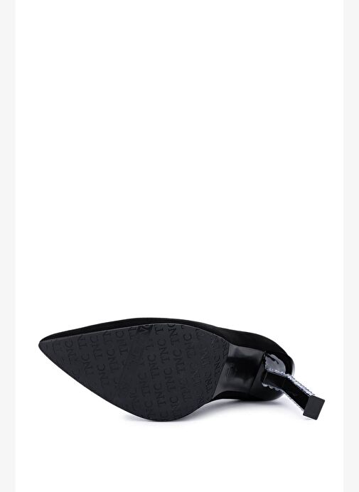 Tamer Tanca Kadın Hakiki Deri Siyah Süet Topuklu Ayakkabı - Görsel 6