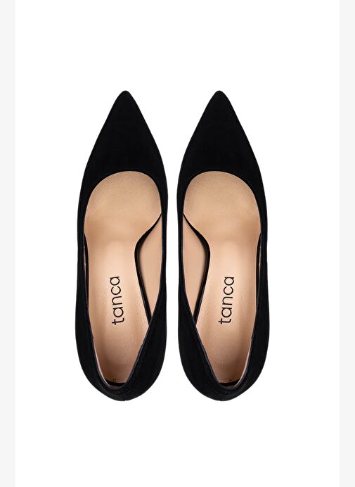 Tamer Tanca Kadın Hakiki Deri Siyah Süet Topuklu Ayakkabı - Görsel 7
