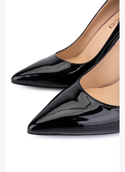 Tamer Tanca Kadın Hakiki Deri Siyah Rugan Topuklu Ayakkabı - Görsel 4