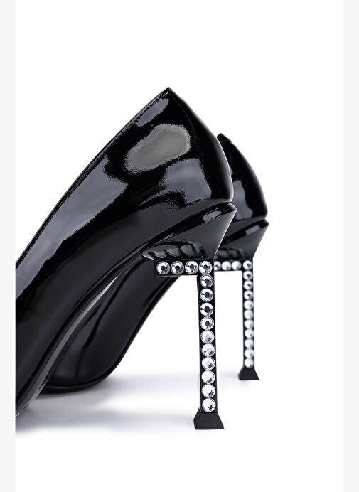 Tamer Tanca Kadın Hakiki Deri Siyah Rugan Topuklu Ayakkabı - Görsel 5