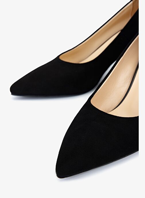 Valmenti Kadın Hakiki Deri Siyah Süet Topuklu Ayakkabı - Görsel 4