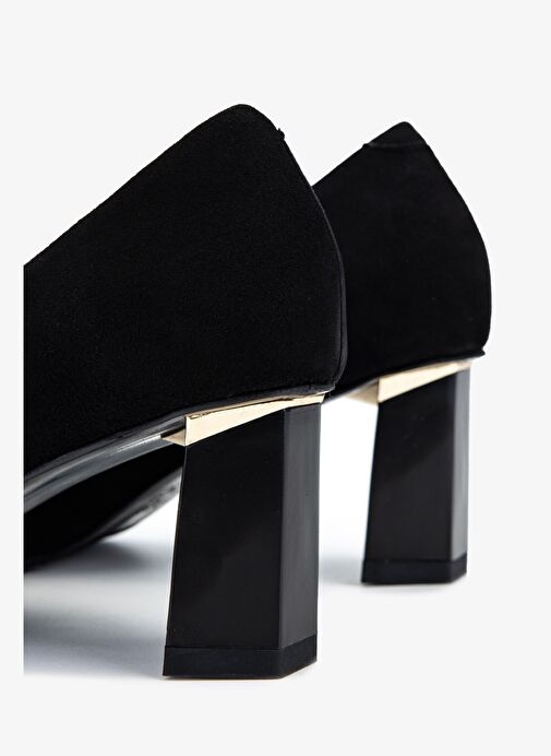 Valmenti Kadın Hakiki Deri Siyah Süet Topuklu Ayakkabı - Görsel 6