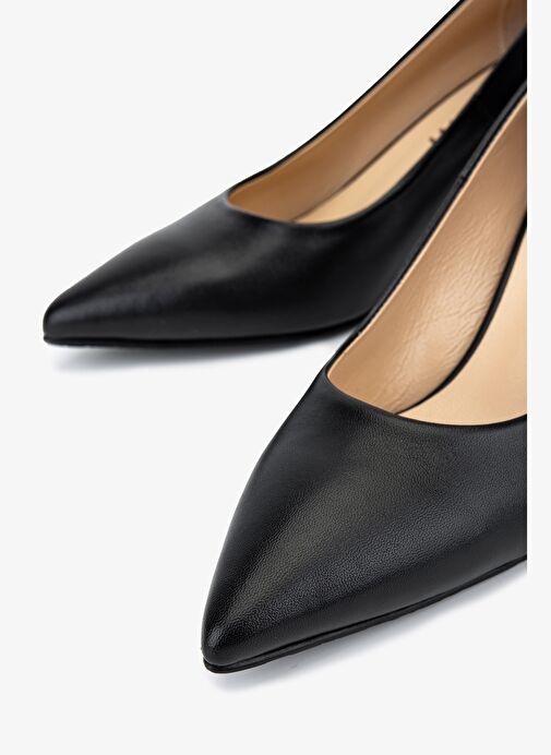 Valmenti Kadın Hakiki Deri Siyah Topuklu Ayakkabı - Görsel 4