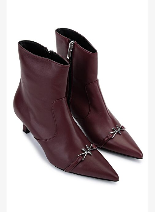 Mario Valentino Kadın Hakiki Deri Bordo Topuklu Bot - Görsel 3