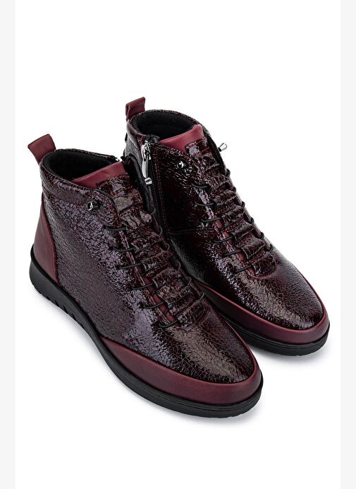 Tamer Tanca Kadın Hakiki Deri Bordo Bot - Görsel 3