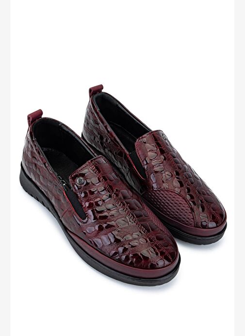 Tamer Tanca Kadın Hakiki Deri Bordo Casual Ayakkabı - Görsel 3