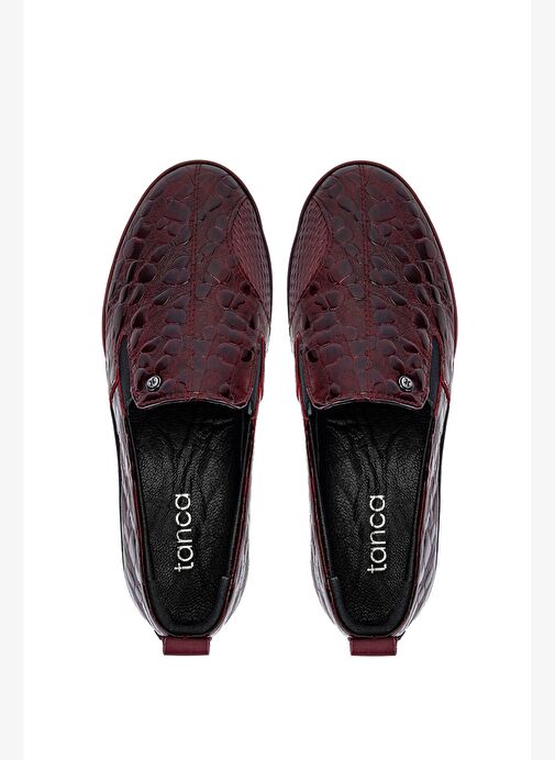 Tamer Tanca Kadın Hakiki Deri Bordo Casual Ayakkabı - Görsel 6