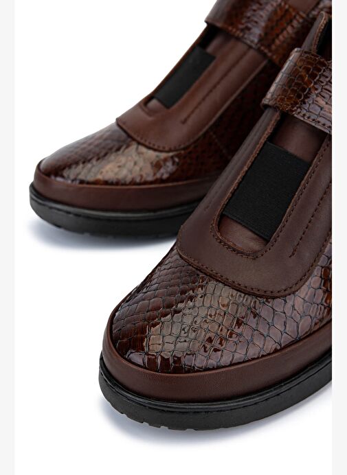 Tamer Tanca Kadın Hakiki Deri Taba Rugan Kroko Bot - Görsel 5