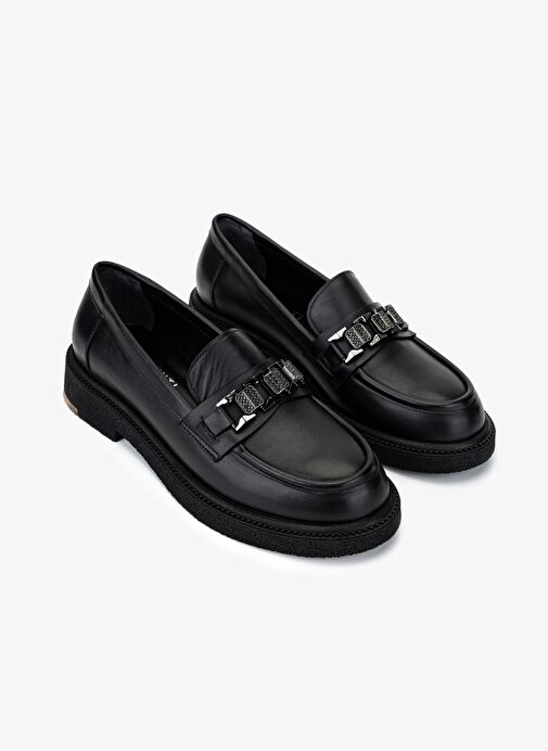 Valmenti Kadın Hakiki Deri Siyah Loafer Ayakkabı - Görsel 3