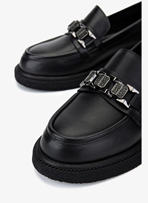 Valmenti Kadın Hakiki Deri Siyah Loafer Ayakkabı - Görsel 4