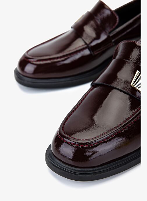 Valmenti Kadın Hakiki Deri Bordo Rugan Loafer Ayakkabı - Görsel 4