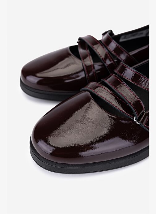 Valmenti Kadın Hakiki Deri Bordo Rugan Babet Ayakkabı - Görsel 4