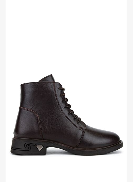 Tamer Tanca Kadın Hakiki Deri Kahverengi Topuklu Bot - Görsel 2