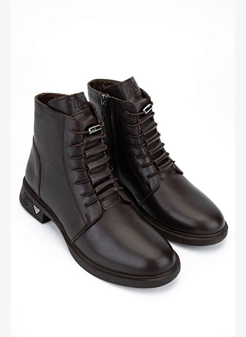 Tamer Tanca Kadın Hakiki Deri Kahverengi Topuklu Bot - Görsel 3