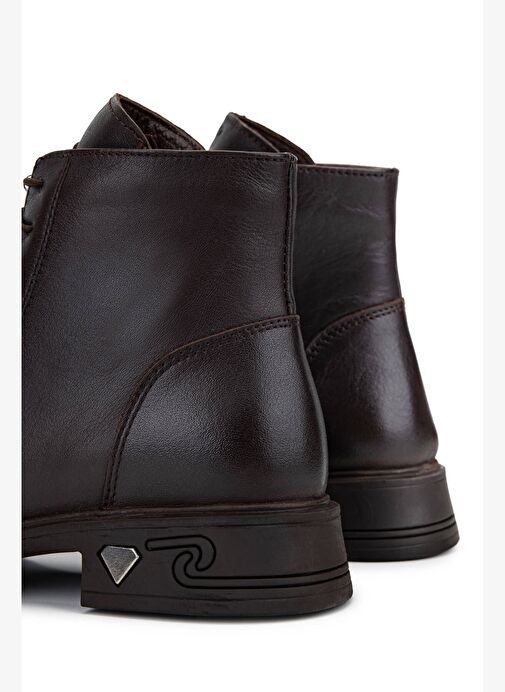 Tamer Tanca Kadın Hakiki Deri Kahverengi Topuklu Bot - Görsel 6