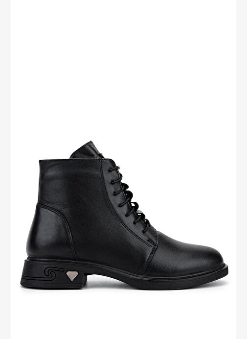 Tamer Tanca Kadın Hakiki Deri Siyah Topuklu Bot - Görsel 2