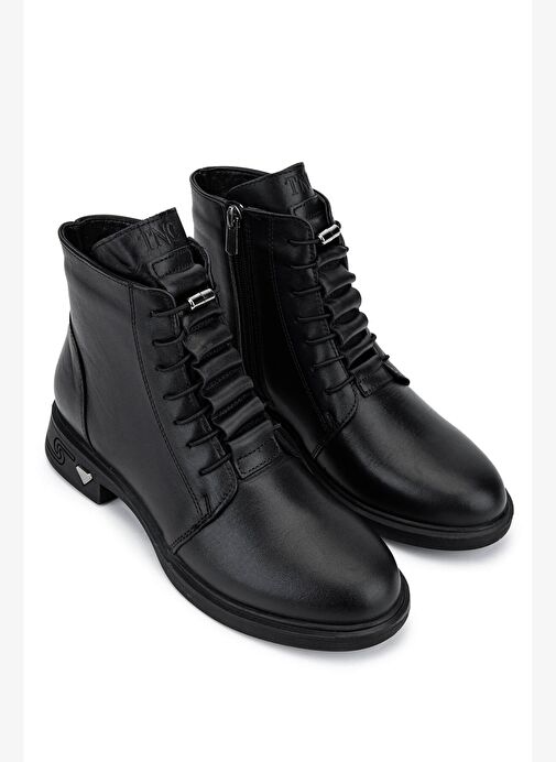 Tamer Tanca Kadın Hakiki Deri Siyah Topuklu Bot - Görsel 3