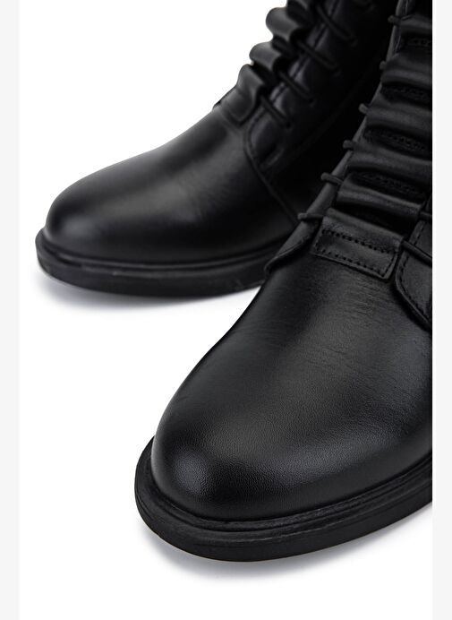 Tamer Tanca Kadın Hakiki Deri Siyah Topuklu Bot - Görsel 5