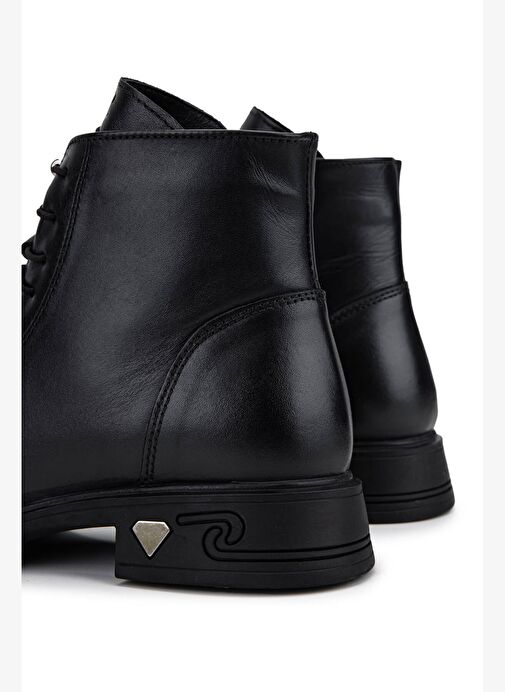 Tamer Tanca Kadın Hakiki Deri Siyah Topuklu Bot - Görsel 6