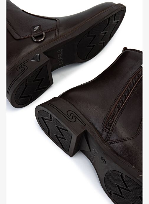 Tamer Tanca Kadın Hakiki Deri Kahverengi Topuklu Bot - Görsel 4