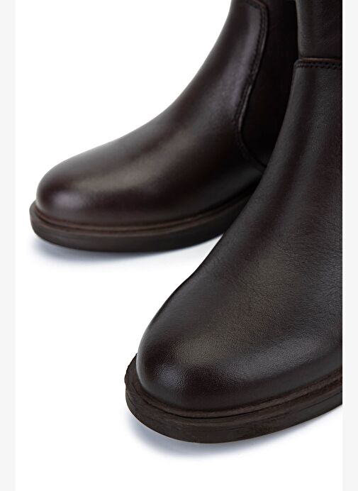 Tamer Tanca Kadın Hakiki Deri Kahverengi Topuklu Bot - Görsel 5