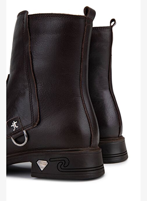 Tamer Tanca Kadın Hakiki Deri Kahverengi Topuklu Bot - Görsel 6