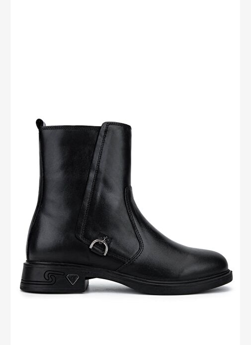 Tamer Tanca Kadın Hakiki Deri Siyah Deri Topuklu Bot - Görsel 2