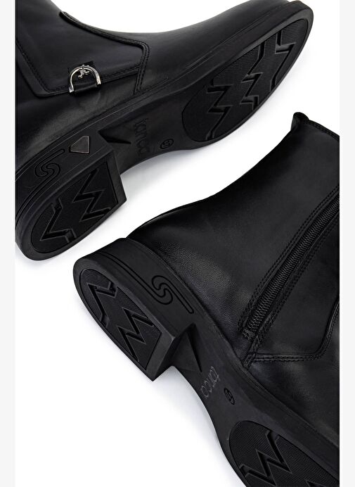 Tamer Tanca Kadın Hakiki Deri Siyah Deri Topuklu Bot - Görsel 4