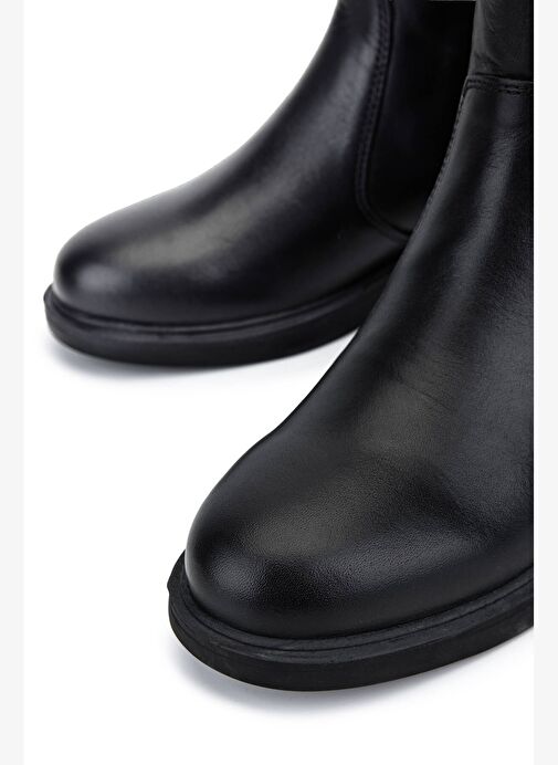 Tamer Tanca Kadın Hakiki Deri Siyah Deri Topuklu Bot - Görsel 5