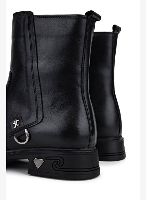 Tamer Tanca Kadın Hakiki Deri Siyah Deri Topuklu Bot - Görsel 6