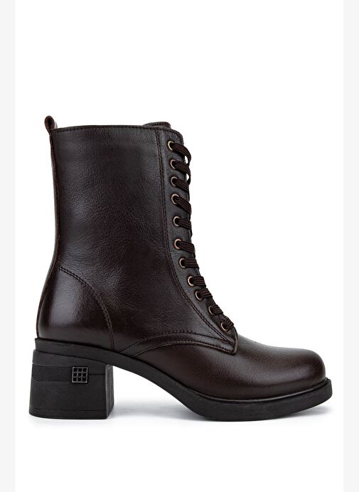 Tamer Tanca Kadın Hakiki Deri Kahverengi Topuklu Bot - Görsel 2