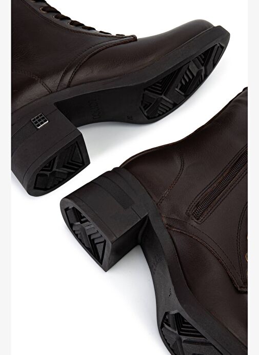 Tamer Tanca Kadın Hakiki Deri Kahverengi Topuklu Bot - Görsel 4